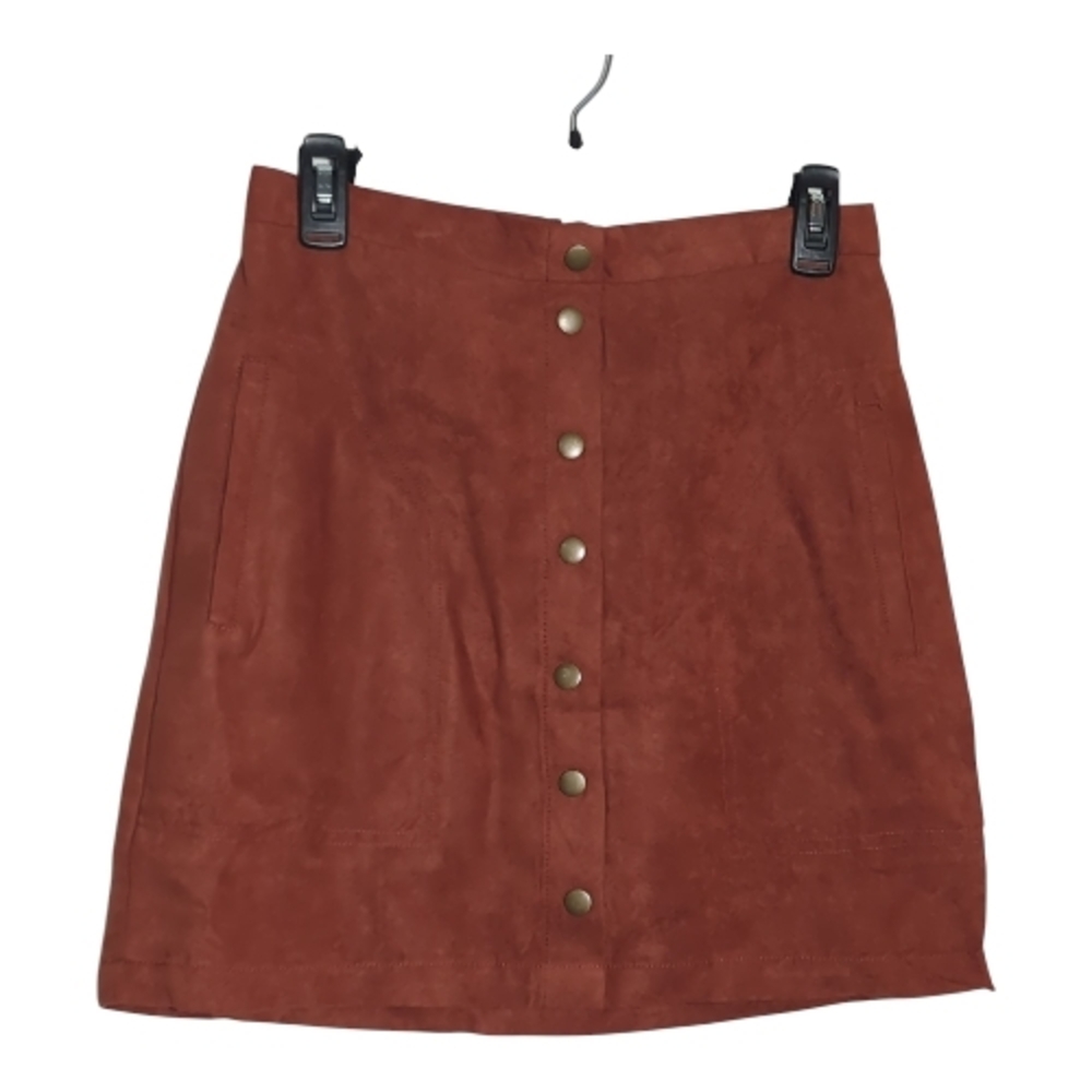 NWT Faux Suede Rust Orange Med Back Zip Mini Skirt Y2K Twee Coquette Fairycore